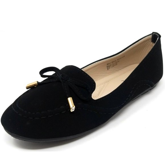 Women's Loafer Buckle Bow Flats, BT-3038 Black - Picture 3 of 5